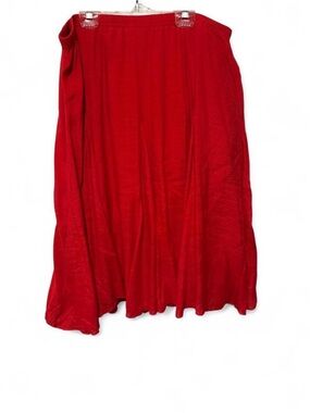 Westport Red Crinkle Midi Skirt Elastic Waist Flowy Boho Casual xl